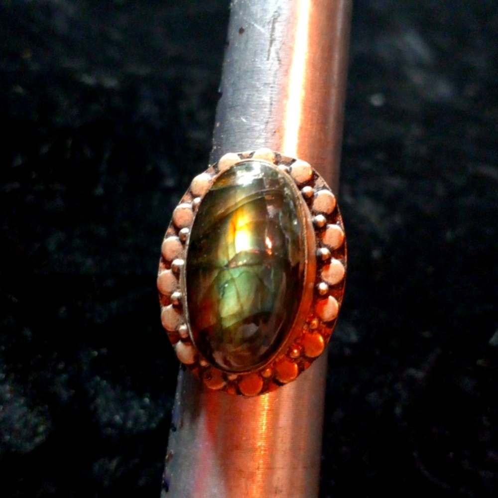 113 NWT Labradorite gemstone crystal 925 silver ring size 9 free shipping sale